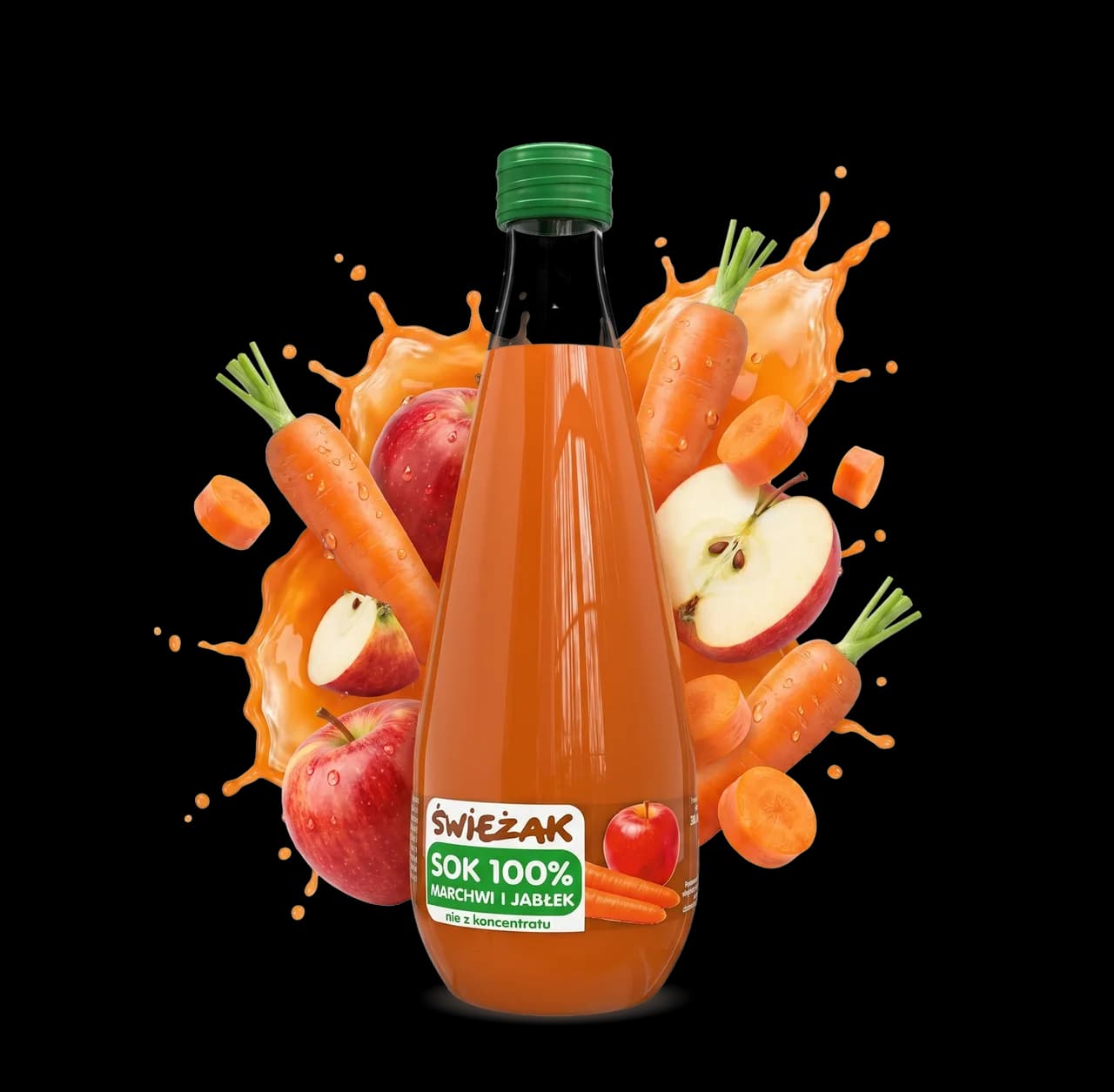 Flasche Apfel-Karotte-Saft